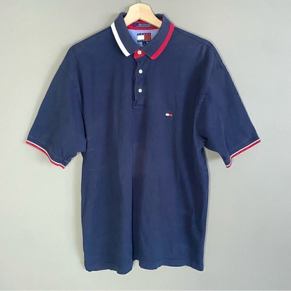 Tommy Hilfiger Cotton Fitted Polo Shirt Mens Size Large‎